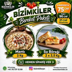 Bizimkiler Bereket Paketi – 3 Kg Mantı ve 5 Kg Su Böreği Kampanyası