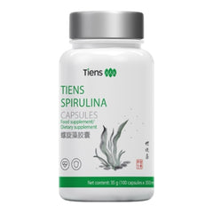 TIENS Spirulina Kapseln – Nahrungsergänzungsmittel mit getrocknetem Spirulina-Algenpulver – Reich an Protein, B-Vitamine, Kupfer und Eisen