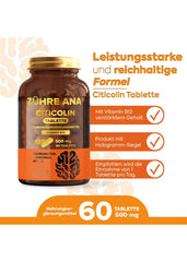 Citicolin-500 mg 60 Tabletten-Nahrungsergänzungsmittel mit Vitamin B12