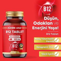 (2x 60 Tabletten) Zühre Ana Vitamin B12 Tabletten – Energie, Nerven & Immunsystem Unterstützung