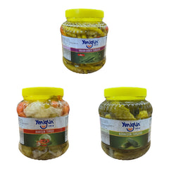 Légumes marinés, lot de 3 – Concombres, légumes mélangés et poivrons doux | Spécialités turques de Turşu, naturellement fermentées