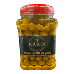 Handgemachte Grüne Oliven (Angeschnitten) aus Muğla/Milas - Mit Natürlichem Olivenöl