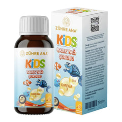Sirop d'huile de poisson oméga 3 Zühre Ana Kids – au goût d'orange