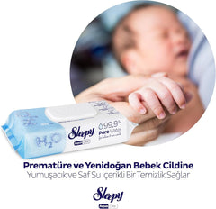 Sleepy AquaCare H2O - Feuchttücher für Neugeborene mit Wasserbasis, 50 Tücher
