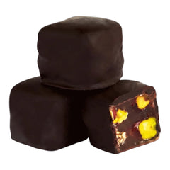 Loukoum Double à la Grenade et aux Pistaches Enrobé de Chocolat Noir 300g | Turkish Delight Premium