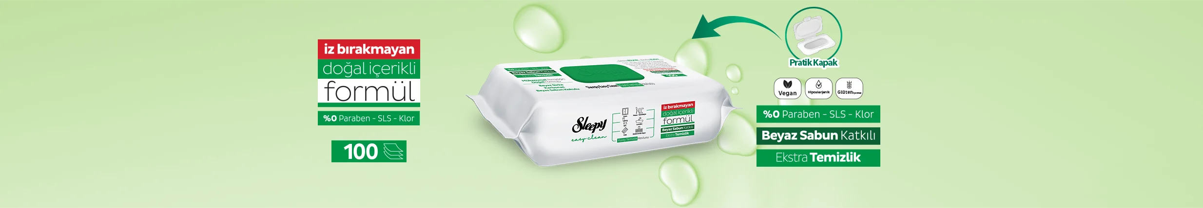 Sleepy Oberflächenreinigungstuch 100 Stück • Mit Weissseife